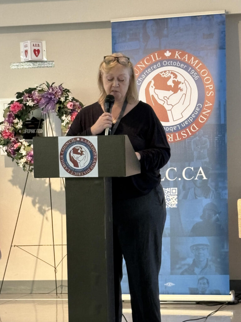 Lois Rug, President of the Kamloops & District Labour Council